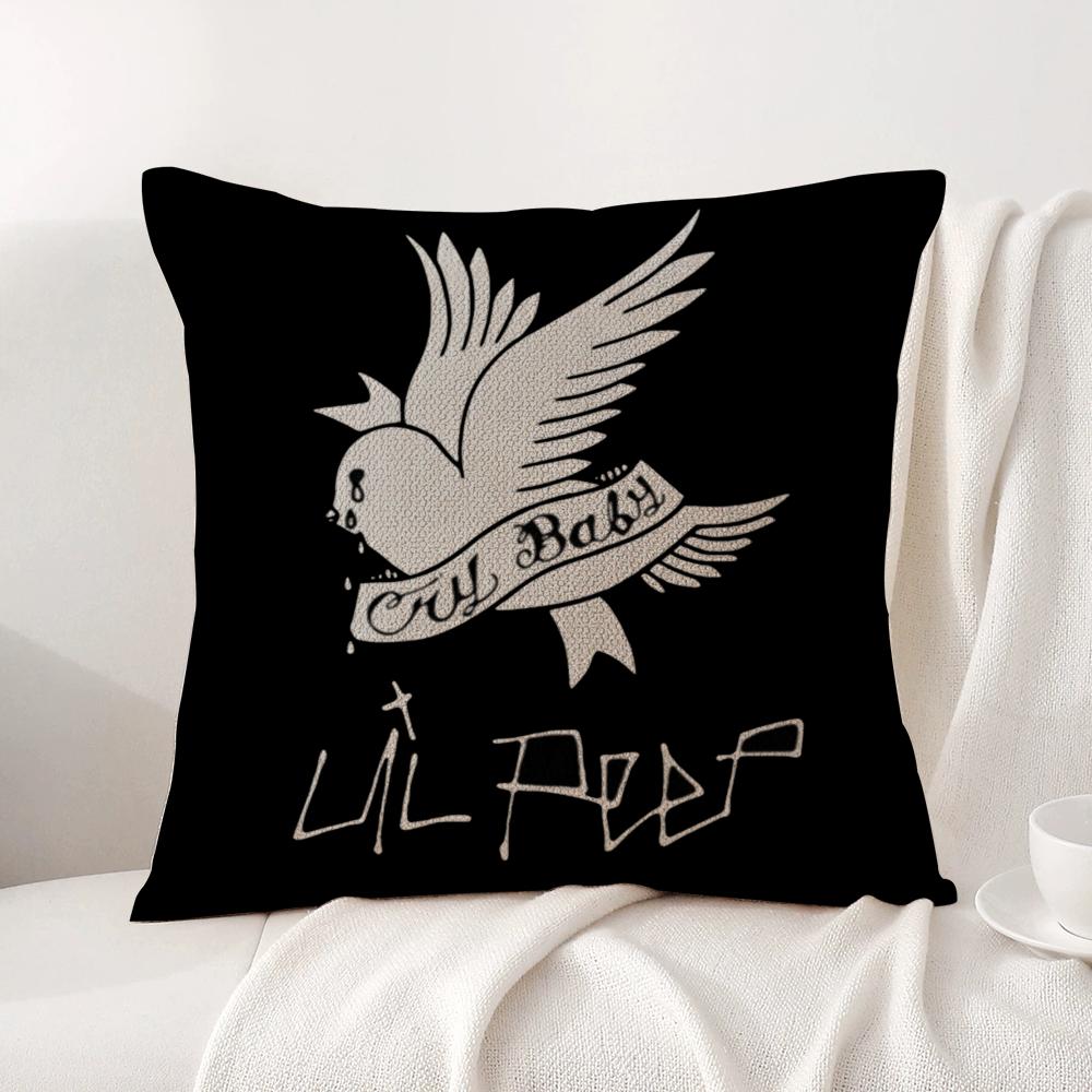 L-Lil Peep H-Hell Boy Pillow Case Natural Linen Organic Fabric Double-Sided Printing Breathable Perfect For Home Decor