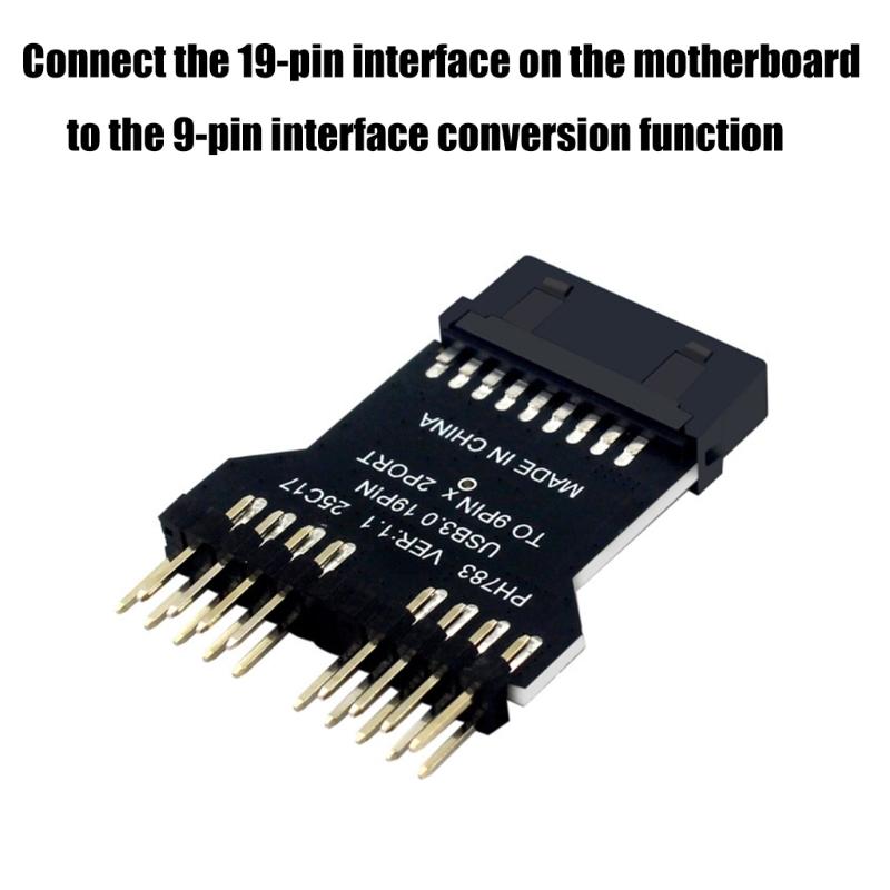 USB Splitter 19Pin USB3.0 To 2x9Pin Expansion Converters For PC Motherboards Supports Argb Lighting & Water Coolers