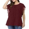Fashion Women Plus Size Round Neck Polka Dot T-shirt Casual Pullover Tops