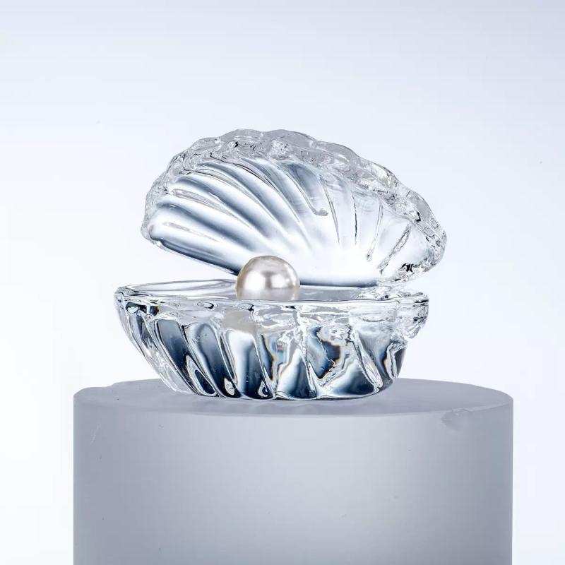 

Shell Pearl Figurine Miniature Colorful Glass Sculptures Modern Art Tabletop Figurines Creative Living Room Decoration Ornaments прозрачный