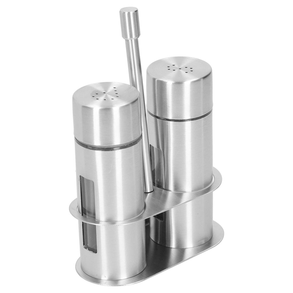 Condiment Container 304 Stainless Steel Seasoning Pots Set with Storage Rack Kitchen Supplies L