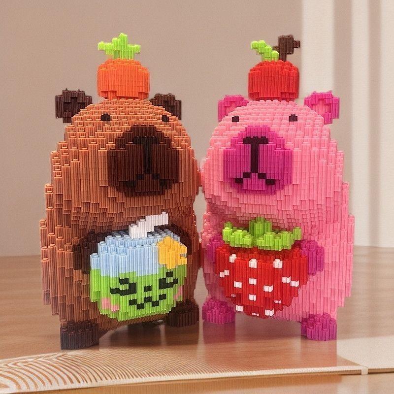 Cute Capibala Couple Building Blocks Toy Small Particle Bricks Children's Building Blocks Toy Boys and Girls Birthday Gifts