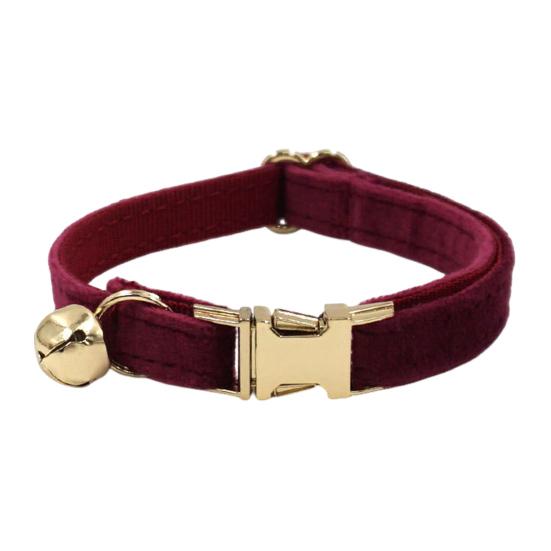 Cat Collar Velvet Solid Color Pet Chocker Necklace with Bell Adjustable Neck Collar for Cat Kitten Puppy Small Dogs