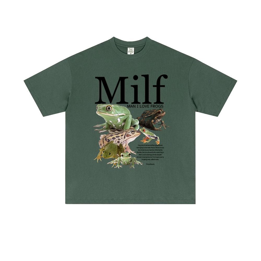 MILF Man I Love Frogs Funny Frog Amphibian Lovers Meme T Shirt Men Women Casual Cotton Vintage Short Sleeve Oversized Tshirts