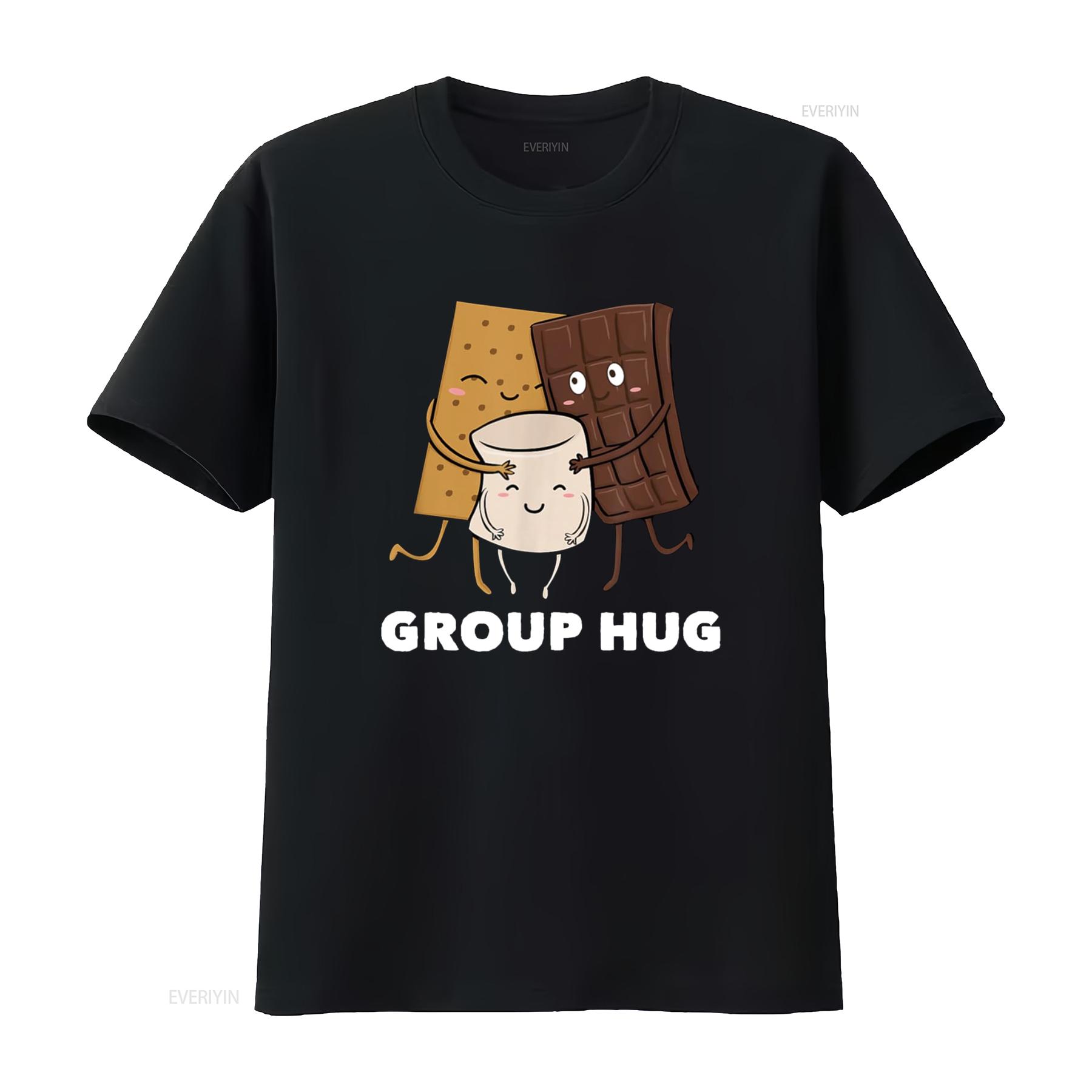 

Smores T Shirt Group Hug Marshmallow Chocolate vintage Washed streetwear Stretched Stylish Slightly designer clothes Versatile 4XL
