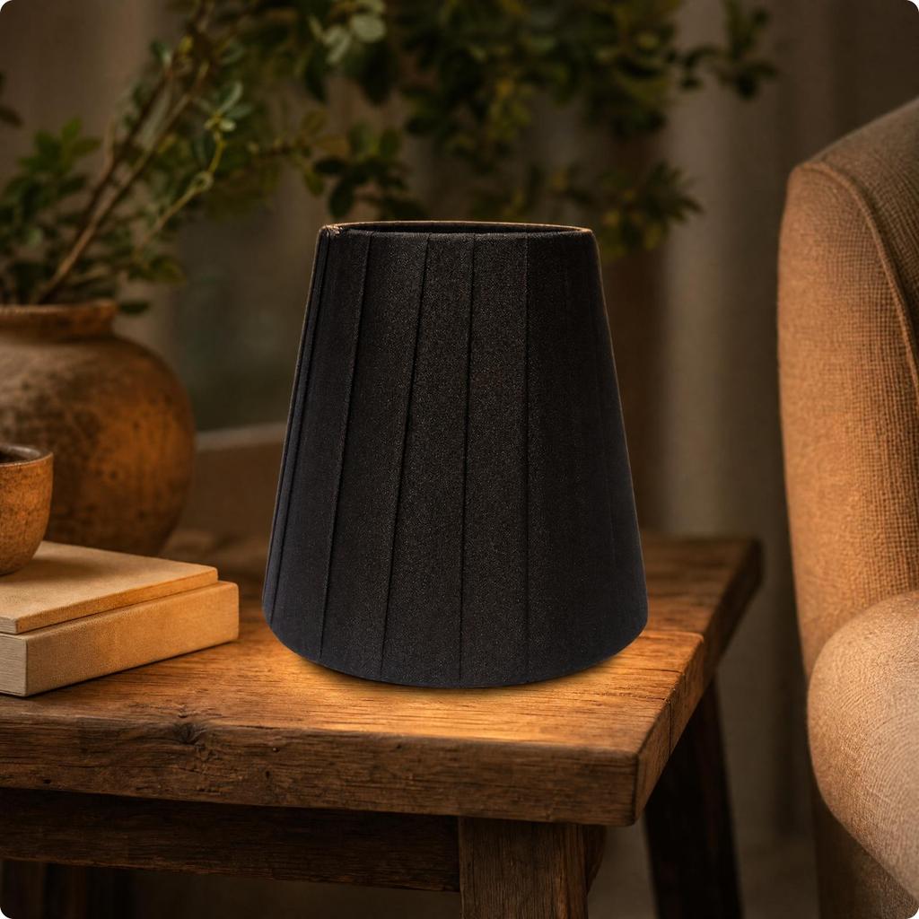 Lampshade with Clip-on Bulb Opening Cozy Pleated Material Modern