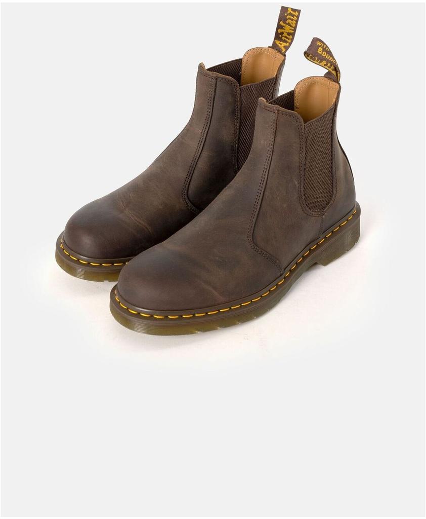 Ботинки Dr. Martens 2976 Yellow Stitch crazy horse темно-коричневые