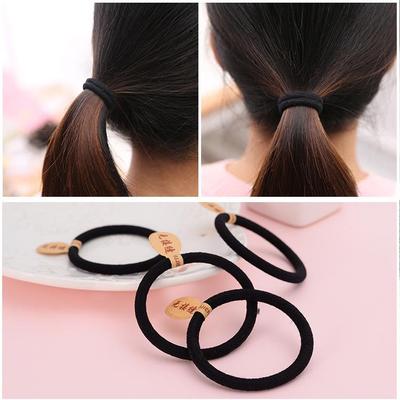 Durable Seamless Black Elastic Hair Tie for Thick Hair
