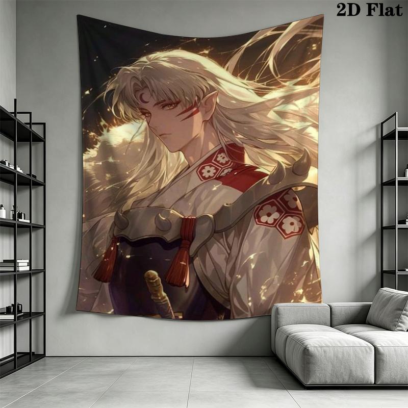 Inuyasha Wall Tapestry Aesthetic Wall Hanging Printed Fabric Blanket Decorative Tapestries for Bedroom Living Room Home Decor
