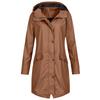 Womens Mid-Length Hooded Windbreaker Jacket Outdoor Hiking Raincoat Casual Fall Winter Coat 7 Colors 6 Sizes