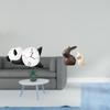 Modern Cute Panda Wall Clock And Ceramic Bunny Statue Set Practical Sturdy Home Decor for Living