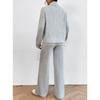 Casual Two-Piece Knitted Set with High Neck and Ribbed Texture for Autumn and Winter