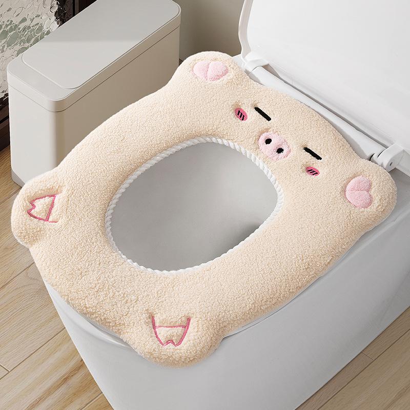 

Styling Pig with Handle Toilet Cushion Viscose Buckle Household Zipper Cushion