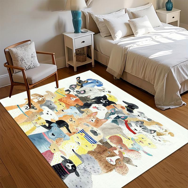 Colorful Dog Collage Bedroom Area Rugs Home Decorative Carpet & Rug Non-Slip Entry Door Mat Soft Carpets for Living Room Gift 40x60CM