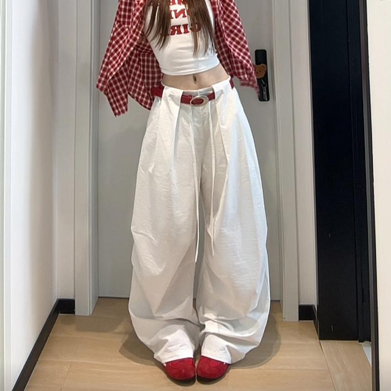 Design-sensual White Casual Pants for Women In Summer New High-waisted Scimitar Wide-leg Pants Draped and Versatile Floor Pants