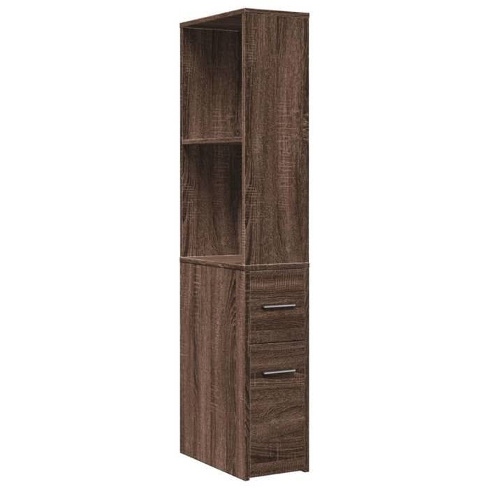 VidaXL Armoire de salle de bain étroite avec roulettes chêne marron, armoire de salle de bain haute, rangement de salle de 855301