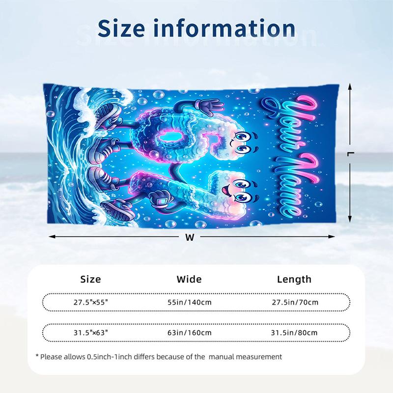 Space Cosmic Theme Beach Towel Personalized Custom Name & Text Soft Quick Dry Beach Towel for Swimming Travel