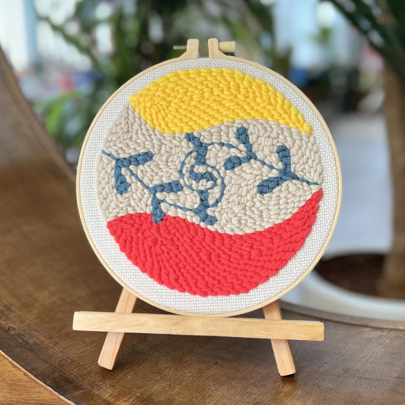 

Русский набор для вышивки гладью из шерсти своими руками: Подарок для парня, подходящий новичку 20cm Bamboo Hoop + Standard Punch Needle