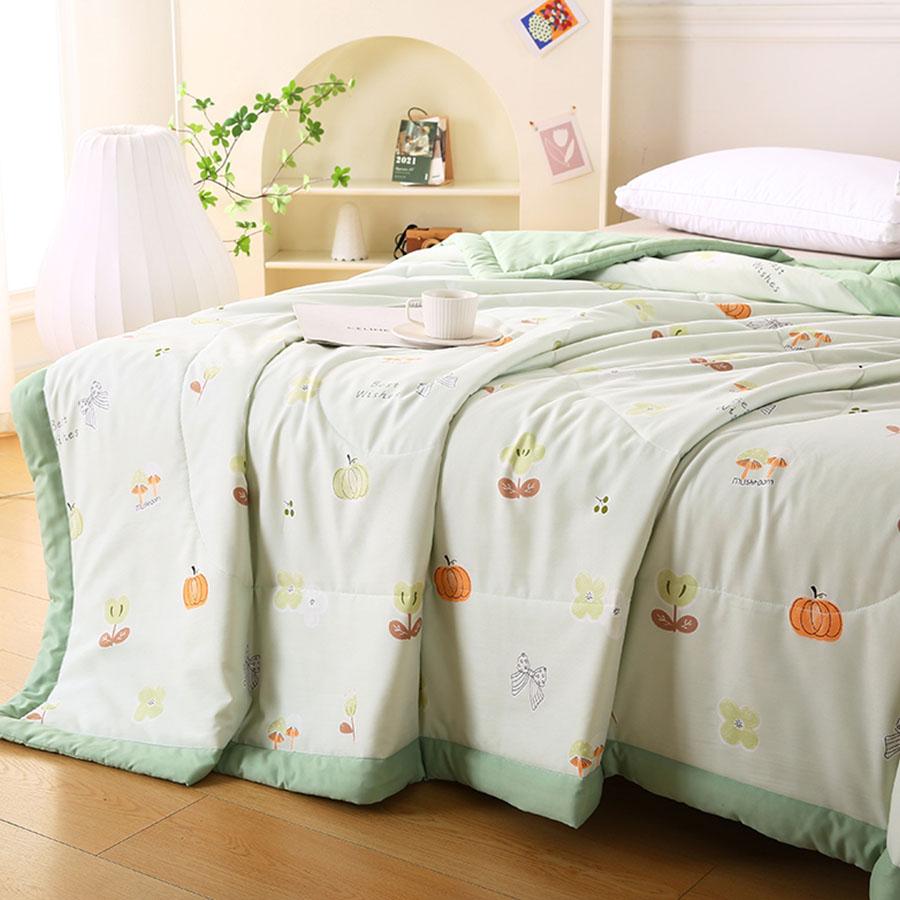 Class A Washed Cotton Summer Quilt Can Be Machine Washable Printed Air Conditioning Quilt Soft Waxy Thin Double Cover Blanket