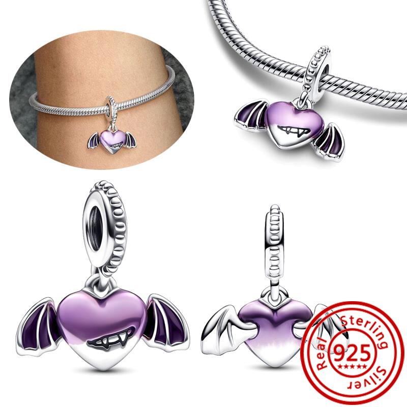 100% 925 Sterling copper Demon Skull Pumpkin Cross Angel Wings Heart Beads Fit Original Pantaro Charms Bracelet DIY Zircon Gift