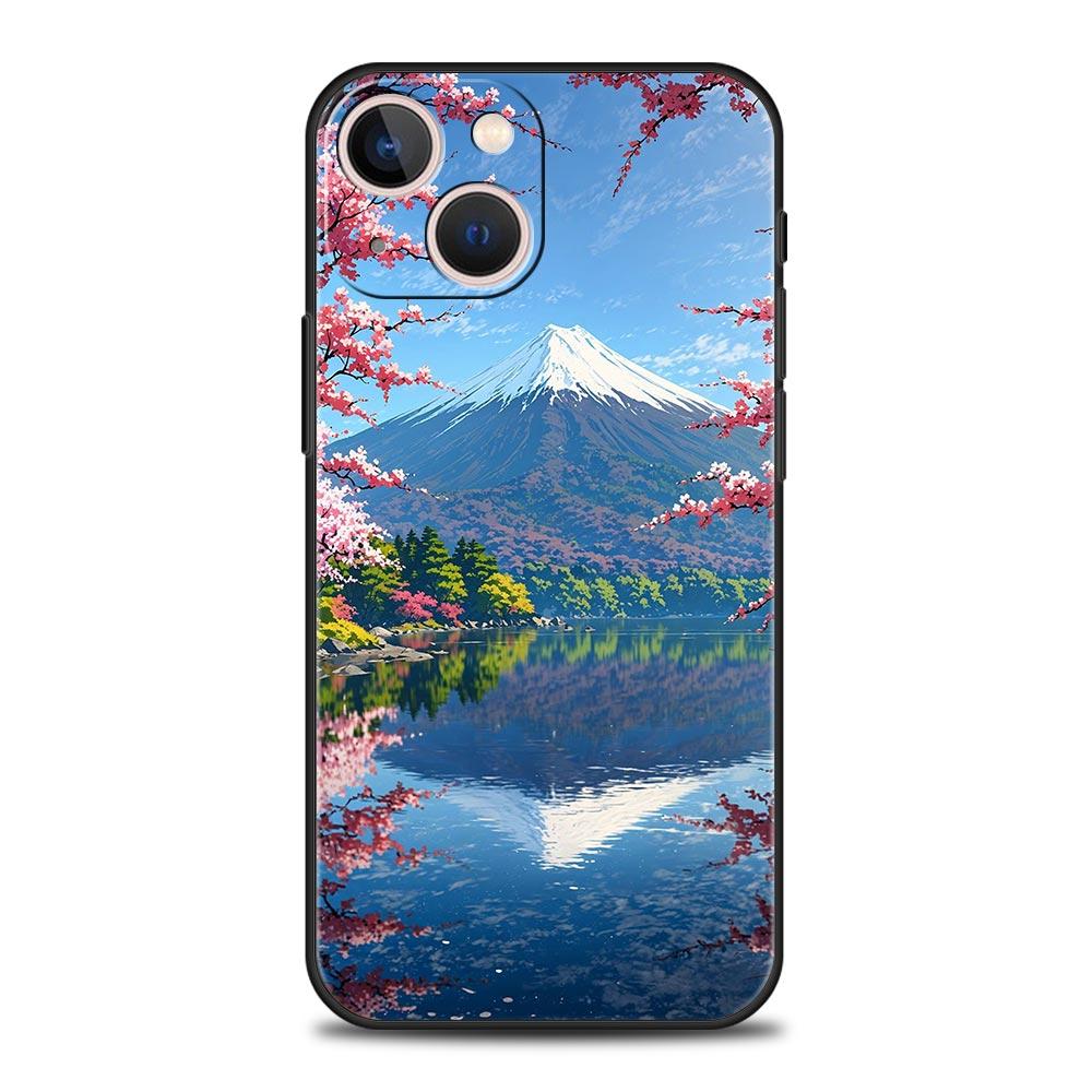 Japan Mount Fuji Painting Cherry blossom Phone Case For iPhone 17 16 15 Pro Max 11 12 13 14 7 8 Plus SE 2020 X XR XS Cover Soft
