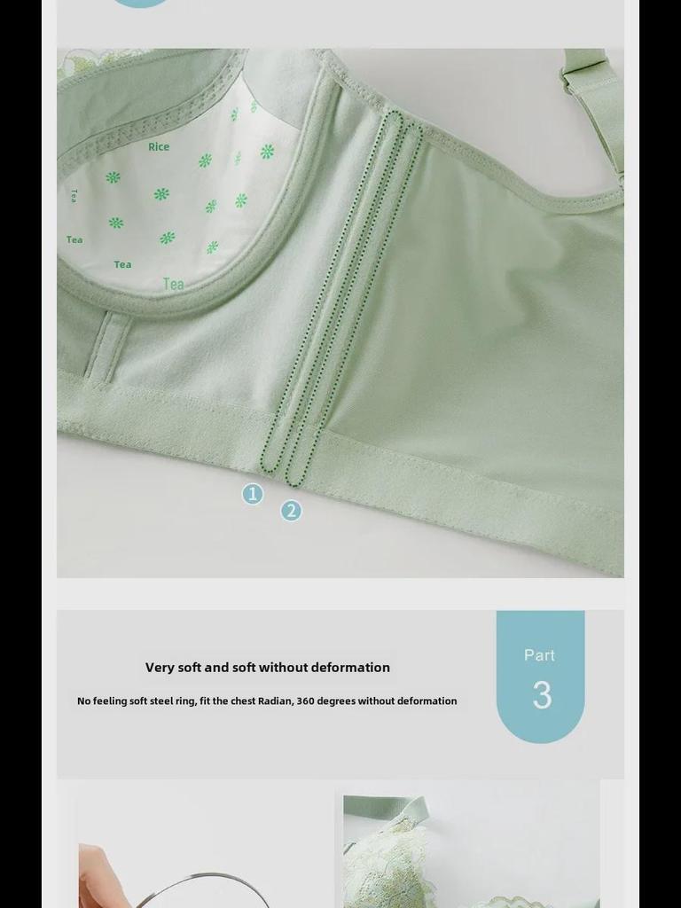 Mjuk spets Tunn kupa Dam-bygel-bh med Sidostöd & 6-Knappsjustering