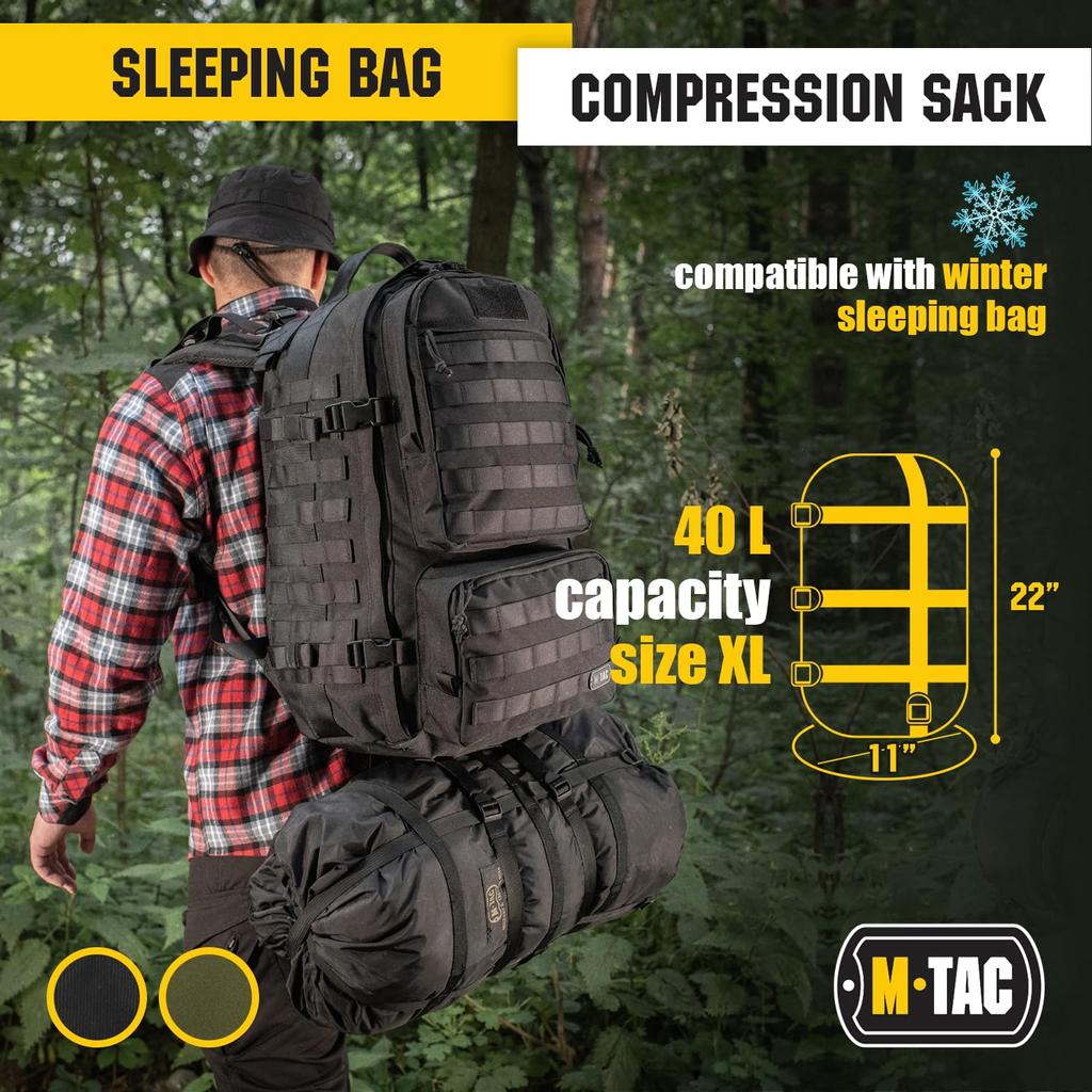M-Tac Compression Stuff Sack for Sleeping Bag Military Waterproof Compression Bag Lightweight Nylon Compression Sack for Travel Camping Hiking