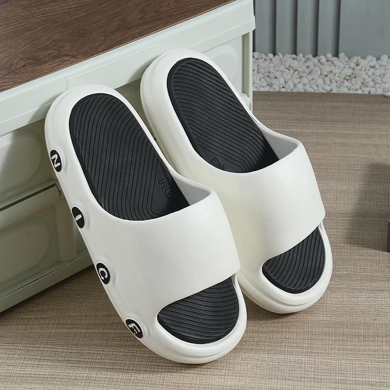 Pantuflas de baño con plataforma gruesa para mujer, tallas grandes, suela suave, con almohada de EVA, chanclas de playa antideslizantes de verano para mujer