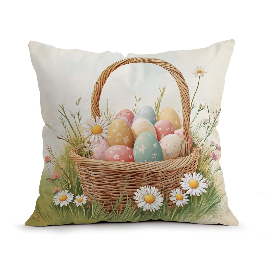 Easter Bunny And Eggs Pillowcase Printed Polyester 40/45/50cm Throw Pillowcover Decorative Sofa Cushion Pillowslip Home Decor