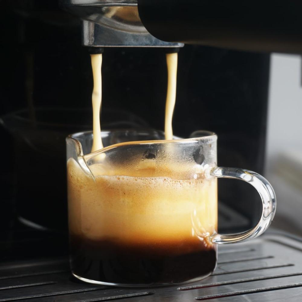 2 Piece Multi-purpose Clear Glass Coffee Cup Set 2 Flow Guide Port with Handle Coffee Mug 120 ML Heat-resistant Milk Cup Office