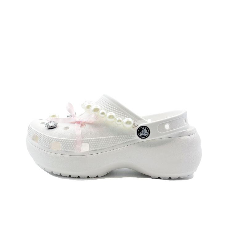 

Crocs Classic Platform Lined Clog EVA Cute Campus Hole Shoes Unisex White 34-35 белый