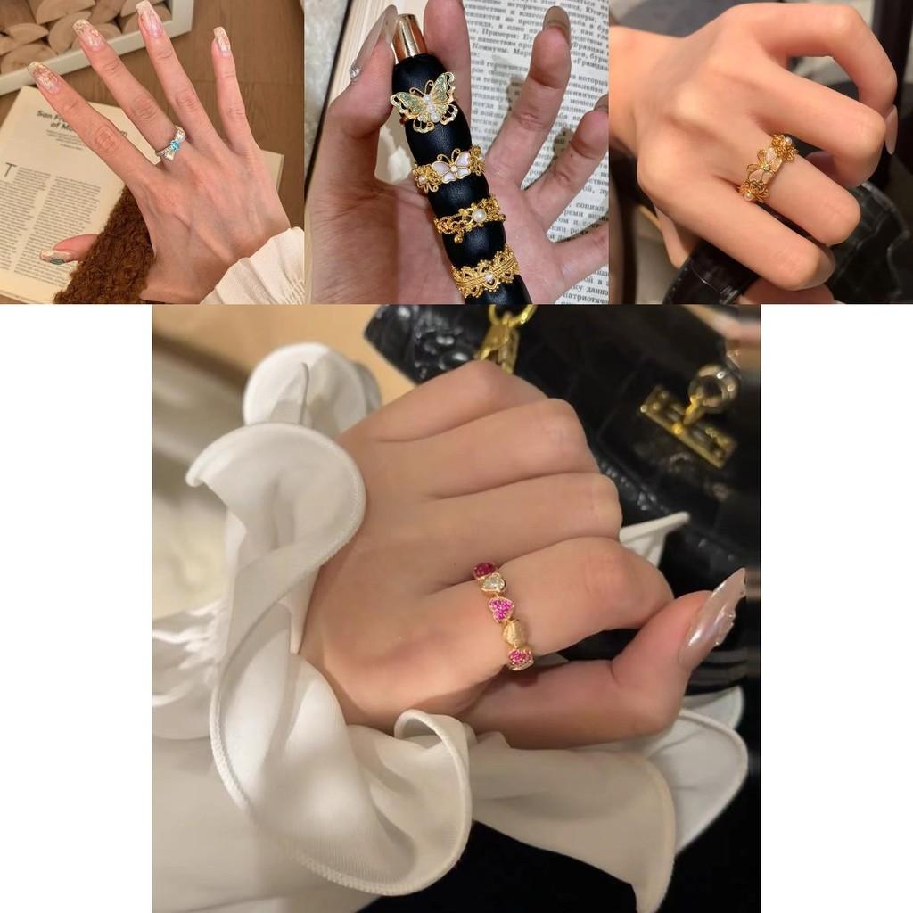 Fashionable Copper Butterfly Bow Ring For Women Versatile Adjustable Finger Jewelry