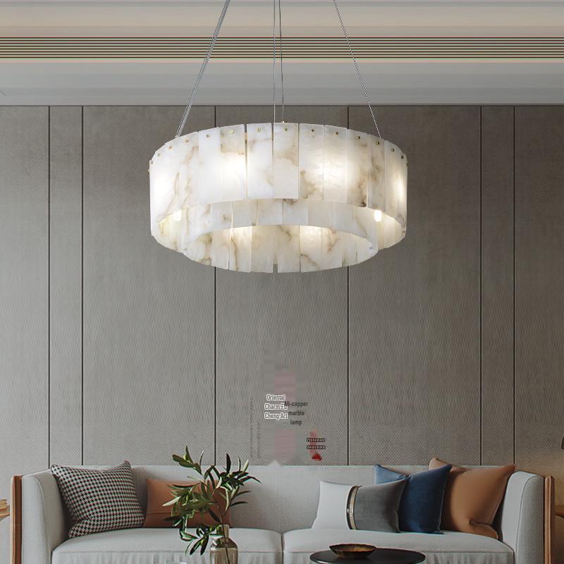 All-Copper Marble Downlight: Modern Minimalist Pendant for Living Room, Bedroom, Dining, or Bar.