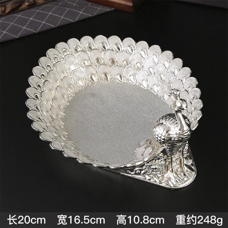 Luxury European Peacock Metal Fruit Tray Decorative Snack Candy Dish Gold Silver Living Room Table Decor Housewarming Gift