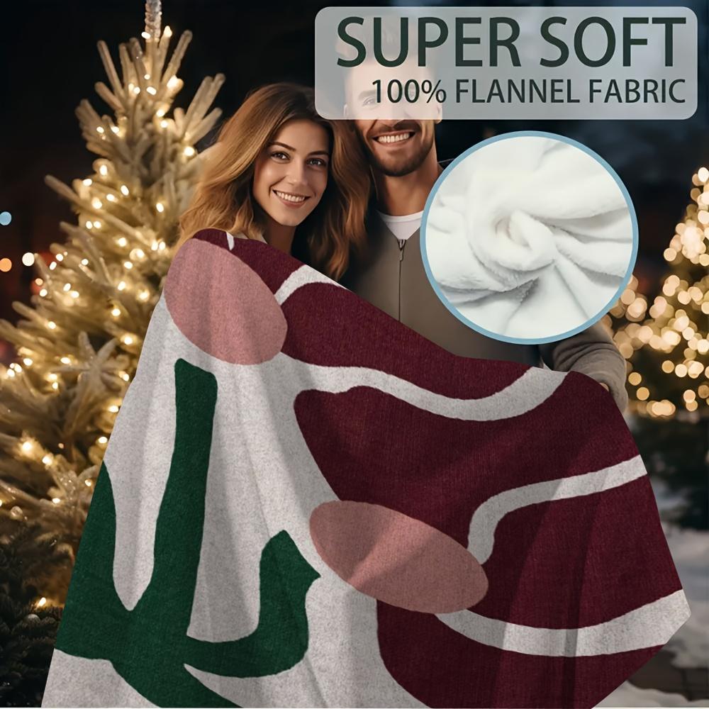 Extra Large Botanical Forest Blanket 60x80 Inch - Vibrant Red & Green Leaf Pattern, Super Soft Cozy Throw for Sofa, Camping