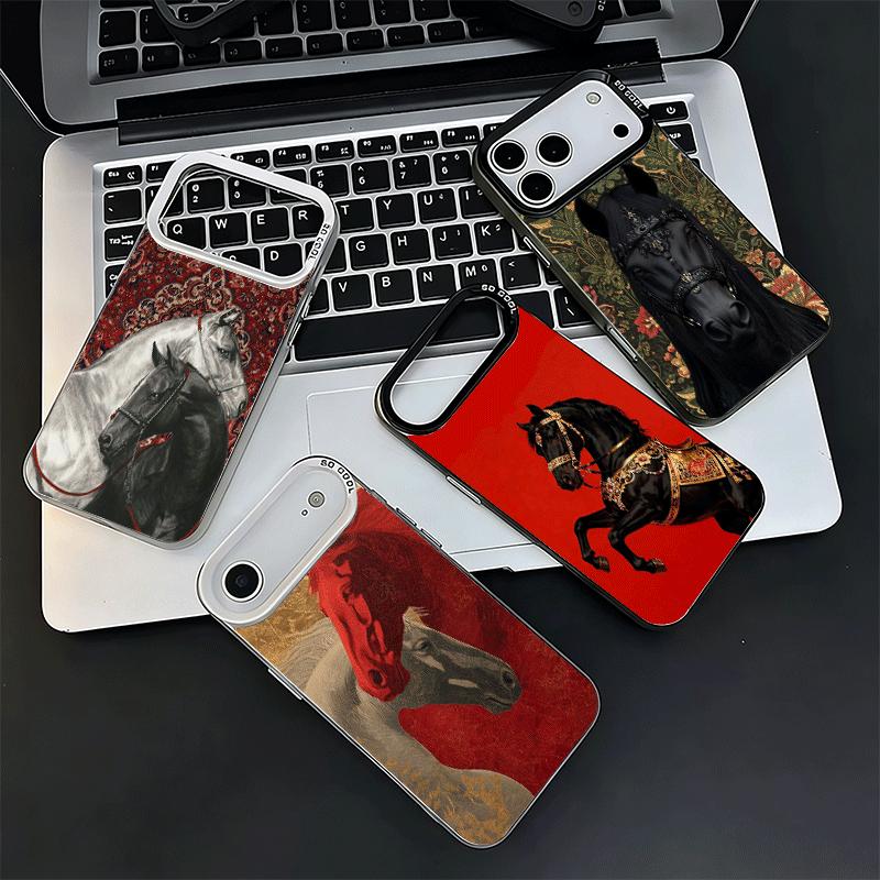 Horse Art Aesthetics Shockproof Phone Case for iPhone 17 Air 16 16E 15 Pro Max 14 Plus 13 Mini 12 Back Cover Anti Fall Fundas