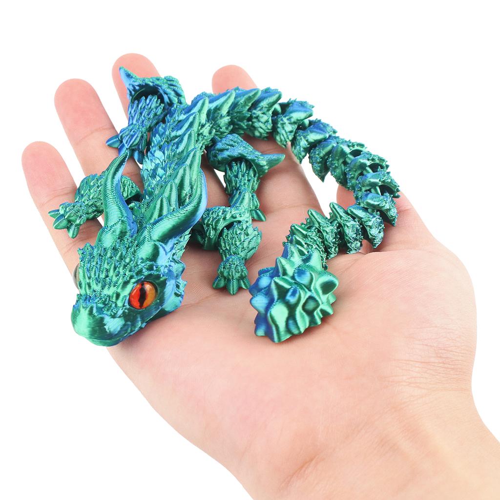 3D Printed Cute and Exquisite Simulated Eyes Double Horned Dragon Treasure Exquisite Creative Handmade Ornament