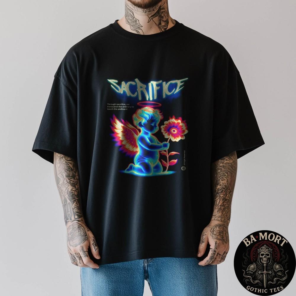 Sacrifice Angel Neon Graphic Vaporwave TShirt Unisex T-Shirt XL