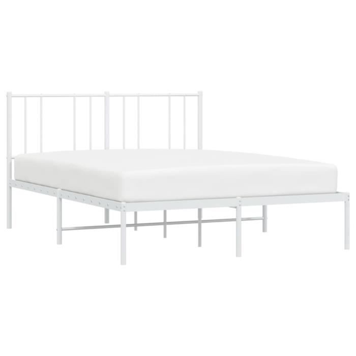 VidaXL Cadre de lit métal avec tête de lit blanc 140x190 cm 352529