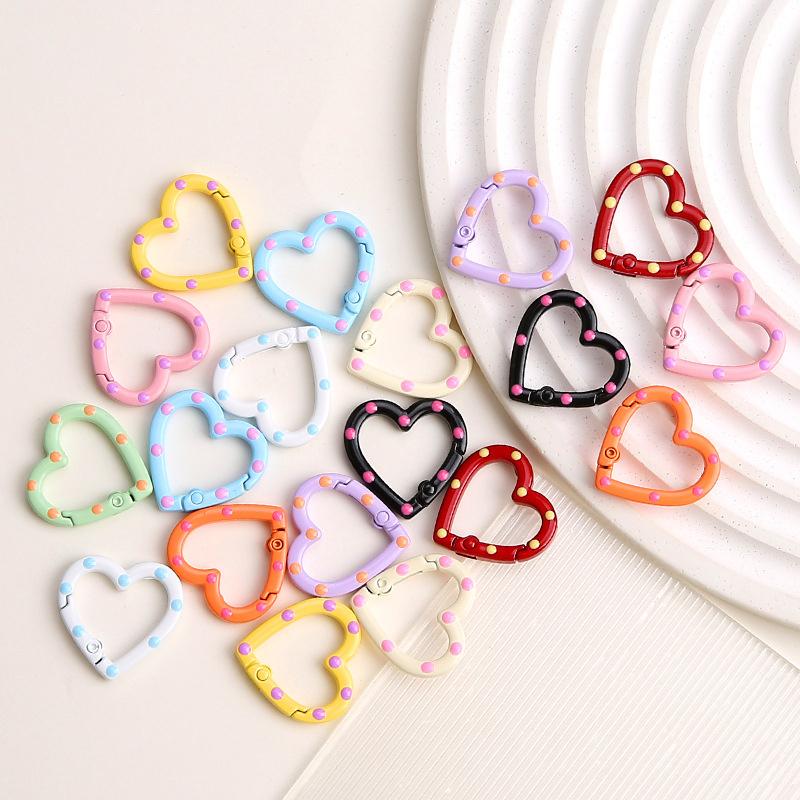 4 Pieces Of Colorful Love Spring Keychain Keyring Heart-Shaped Heart-Shaped Spring Ring Diy Jewelry Accessories