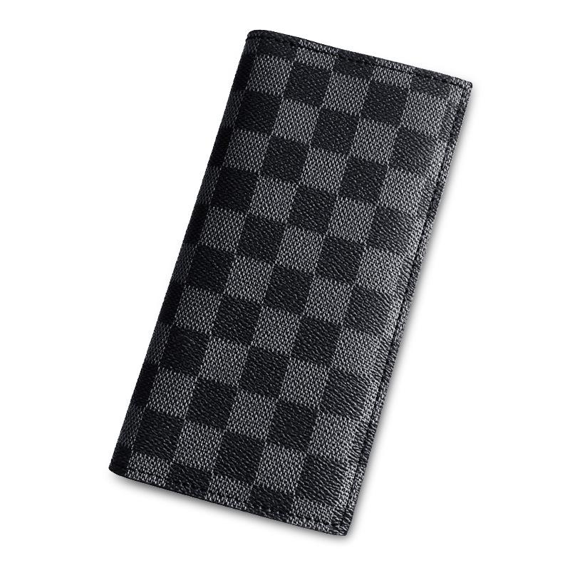 

Клетчатый мужской деловой кошелек-клатч - большая вместимость, много отделений для карт, кошелек для монет