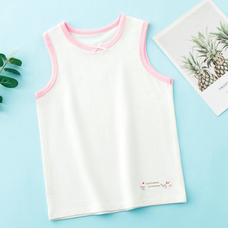 

Дитячий весняний топ-майка з квітковим принтом, бавовняна лікра, з вирізом-борцівкою та бантом для дівчаток 110cm