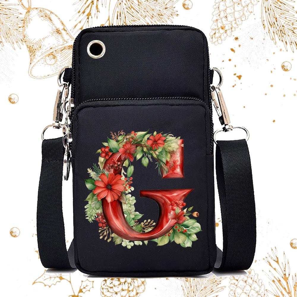Creative 26 English floral letter printing trend messenger bag casual portable multi-function lightweight mobile phone bag