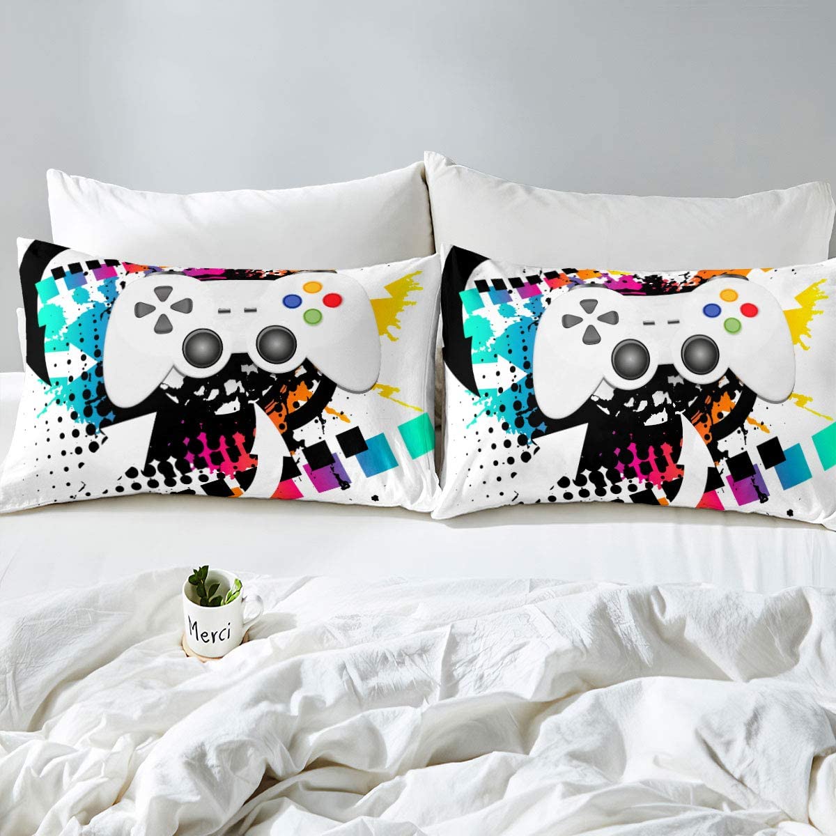 

Набор постельного белья с геймпадом для спальни, мягкий современный набор постельного белья, удобный детский пододеяльник, чехол для одеяла с видеоигрой и наволочка EU Single 135x200cm