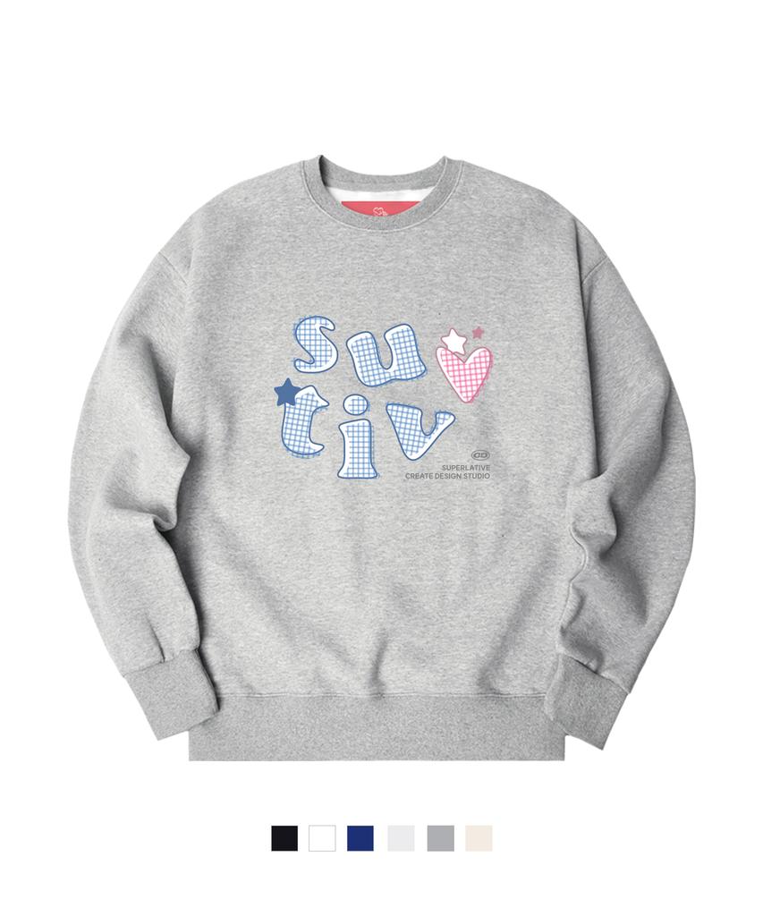SUPERLATIVE Check Patch Oversized Fleece-Lined Sweatshirt (Gom4-5Sp172)