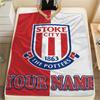 1PC Custom Name Stoke City FC Patterned Flannel Blanket Suitable For All Seasons for Home Decor Warmth and Comfort Gifts Holiday Present