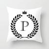 26 Crown Letter Pattern Double-Sided Printed Pillow Cover Short Plush Suitable Living Rooms Bedrooms Sofas Throw Cushion Cover