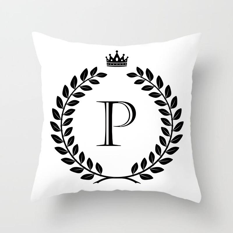 26 Crown Letter Pattern Double-Sided Printed Pillow Cover Short Plush Suitable Living Rooms Bedrooms Sofas Throw Cushion Cover