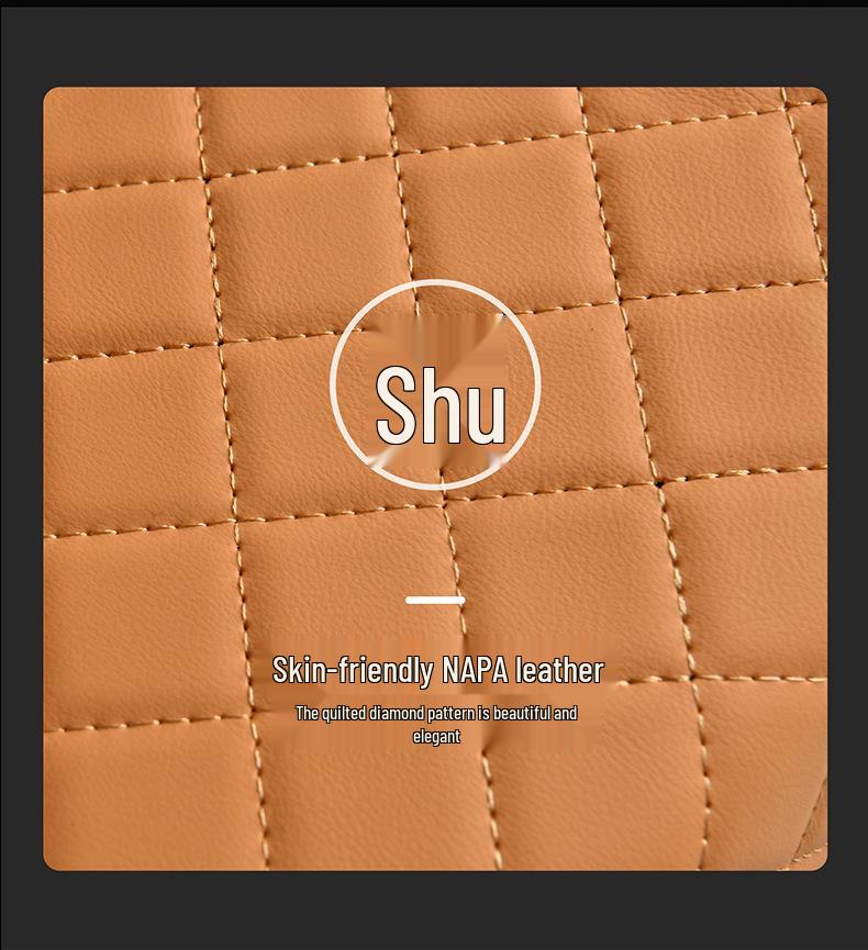 Nappa Leather Car Armrest Storage Pad with Double Cup Holders & Phone/Tissue Slots