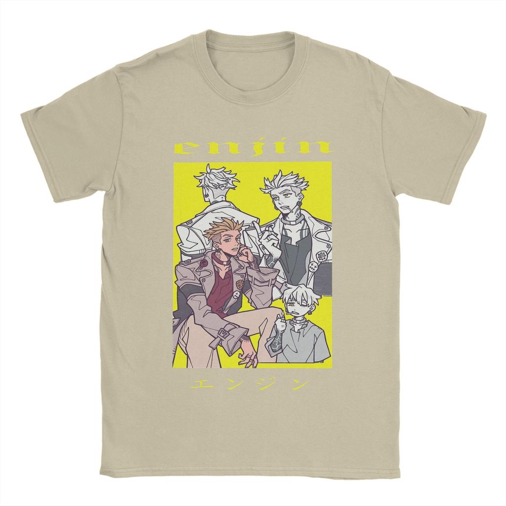 Men Enjin Gachiakuta Anime T Shirts 100% Cotton Tops Humor Short Sleeve Round Neck Tees Birthday Gift T-Shirts